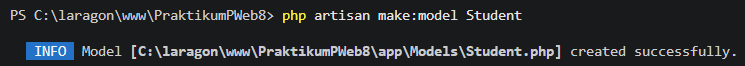 Output pembuatan model Student